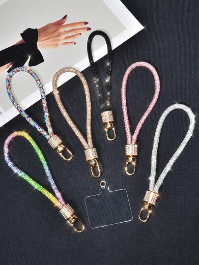 1条360°旋转闪亮手机挂绳，耐用水钻腕带，奢华金属扣手链，适合母亲节、教师节、送给闺蜜、姐妹、生日礼物