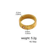 1pc Minimalist Stainless Steel Gold-Tone Cubic Zirconia Ring, Hypoallergenic Jewelry Gift For Women, Suitable For Stacking And Daily Wear - Heart-shaped - View 5