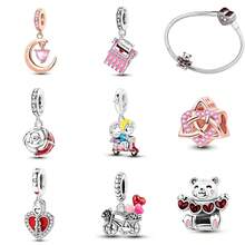 1 件装时尚玫瑰闪亮珠子吊坠，镀银，适合手链项链 DIY 节日礼物 - 彩色 - 查看 2