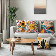 Bộ 4 vỏ gối nhung in hình hoa hướng dương và xương rồng, 100% polyester, trang trí phòng khách, sofa, phòng ngủ, kích thước 40x40cm/45x45cm/50x50cm, không kèm ruột gối. - Nhiều màu 03 - Xem 6