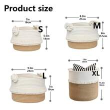 1pc Handwoven Decorative Storage Basket, Cute Tassel Decor, Suitable For Laundry, Magazine, Toy, Blanket, Clothing Storage, Ideal For Nursery, Dog/Cat Toy Storage, Bathroom Shelf, Home Storage - Multicolor - View 10