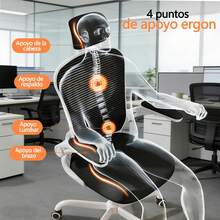 Silla de Oficina con Soporte Lumbar,Silla De Escritorio Ergonómica con Altura Ajustable,con Función de Bloqueo de Inclinación,Silla Ergonomica con Reposacabezas Ajustable,Respaldo Alto,con Ruedas - 1 - Ver 6