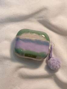 Retro Striped Tie Dye Pom-Pom Pendant Compatible With Airpods 4 Protective Case, New Pro 2 Apple Earphone Case, 1/2 Gen Wireless Bluetooth 3 Gen Pods Pro Anti-Drop Protective Shell - Multicolor - View 5