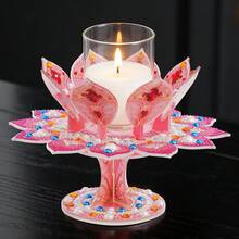 可旋转钻石画烛台 - 曼陀罗波西米亚图案，镶嵌不对称闪亮水晶，兼具装饰首饰托盘和香薰盒功能，可作家居桌面摆件，也是送给妈妈和闺蜜的生日礼物。 - 彩色 - 查看 15