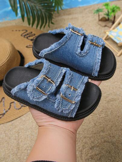 2026 Sandalias para niños de primavera/verano: 1 par de sandalias de plataforma con estilo bohemio y diseño antideslizante con puntera, con diseño de puntera para un aspecto elegante. Material cómodo y diseño ajustable de doble hebilla, adecuado para niños y niñas. Excelente para uso diario, escuela, playa, fiesta, actuación y combinar con atuendos infantiles. Un elemento de moda imprescindible para cualquier colección de calzado infantil.