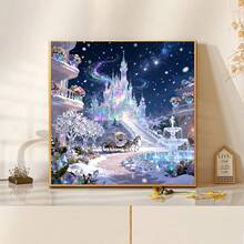 1 pieza 40x40cm/15.7x15.7in Pintura de diamantes sin marco DIY, Hermoso castillo, Pintura de diamantes de perforación completa, Kit de pintura de diamantes cuadrados/redondos, Decoración de pared hecha a mano para el hogar y la oficina, Regalo - Ver 3