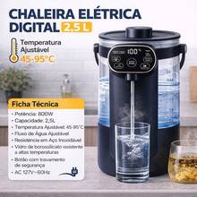 Chaleira Eletrica de Vidro 2,5L Esquenta até 100 graus Com Painel Digital 110v - Preto - Visão 4