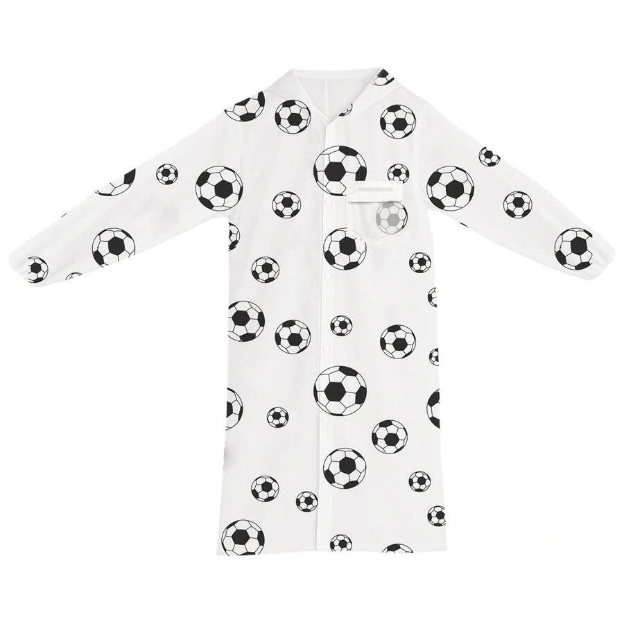 Pack de 2 Impermeables de Fútbol con Capucha y Botones - Poncho de Lluvia 120cm Estampado de Balones, Capa Ligera para Estadio y Mundial 2026 - Blanco (sin bolsa) - Ver 1