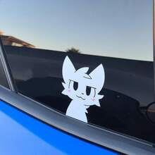 Cute Fox Vinyl Sticker Peeping Through Car Window, Left And Right Separate Styles - Car Decorative Stickers - View 2