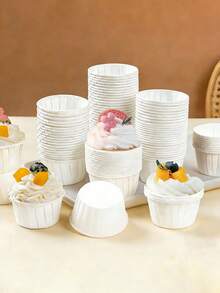 50/100个装纸杯蛋糕衬垫，迷你纸质烘焙杯，一次性玛芬蛋糕衬垫，纸杯蛋糕托架和烘焙工具，蛋糕纸杯，甜点DIY烘焙，适用于婚礼、婴儿派对、生日派对、各种庆祝活动 - 彩色 - 查看 2