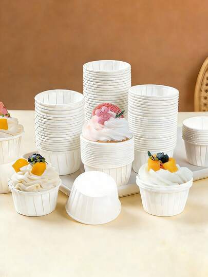 50/100个装纸杯蛋糕衬垫，迷你纸质烘焙杯，一次性玛芬蛋糕衬垫，纸杯蛋糕托架和烘焙工具，蛋糕纸杯，甜点DIY烘焙，适用于婚礼、婴儿派对、生日派对、各种庆祝活动