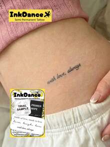 1 Kit "Love Notes" Technology Tattoos, Semi-Permanent Tattoos, Temporary Tattoos, Long Lasting, Fake Tattoos, Water-Resistant, Authentic Tattoo Look, Plant-Based X255 - Black - View 7