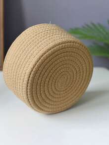 Giỏ đựng đồ hình mèo đan thủ công bằng dây cotton, dùng để trang trí bàn làm việc phòng khách, hoặc để đồ lặt vặt trên bàn đầu giường phòng ngủ, có 4 màu. - kaki - Xem 4