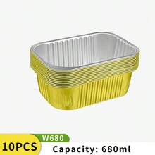 10pcs/Pack Disposable Gold Rectangular Aluminum Foil Baking Trays, Multi-Size Options, Takeout Packaging Boxes, Suitable For Oven, Air Fryer - Gold - View 12