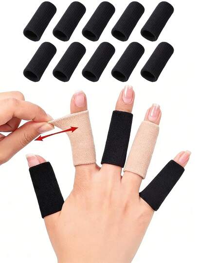 10 Stück/Packung Fingerhülsen, elastisch & atmungsaktiv, Fingerschutz, verschiedene Farben, Daumenunterstützung & Druckentlastung, Handpflege