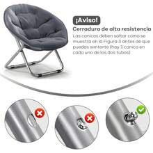AVEDISTANTE Folding Living Room Chairs, Large Saucer Chair, 76 CM * 52 CM, Folding Single Armchair, Suitable For Outdoor And Indoor Use, Garden, Camping, Living Room Or Bedroom - Navy Blue - 灰色 - 查看 4
