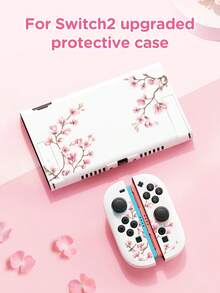 1个粉色樱花图案保护壳/保护套，兼容Switch2（2025）、Switch NS、Switch OLED、Switch Lite，Switch2/Switch配件，全套包含收纳袋、游戏卡盒，Switch玩家的最佳礼物 - 彩色 - 查看 4