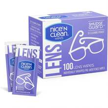 & Cera Lens, Goggles, Nice 'n Clean SmudGuard Lens Cleaning Wipes (100 Total Wipes) | Pre-Moistened Indivily Wred Wipes | Non-Scratching & Non-Streaking |  For Eyeglasses Variant 1 - 100 cái (Gói 1) - Xem 1