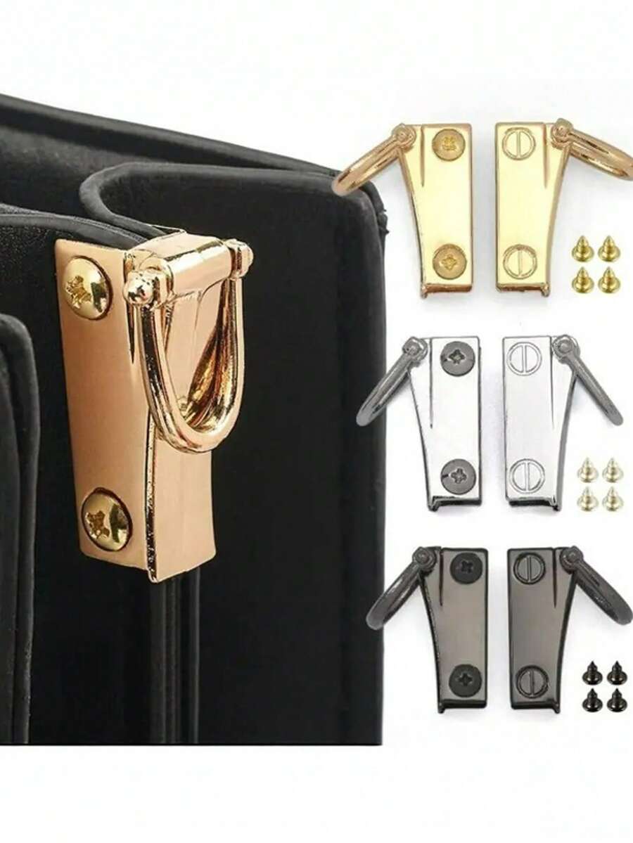 【金屬扣包包配件】耐用金屬側夾包扣 D 型環|可拆卸包包連接夾,適用於手提包、五金配件,含 2 個扣環 + 4 顆螺絲,多色可選,適合 DIY 手作、縫紉計畫與錢包製作 - 彩色 - 查看 1