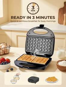 SOKANY-113 华夫饼机早餐机家用小型轻便吐司面包压烤机带双面加热 - 黑色 - 查看 5