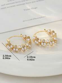 1 par de pendientes geométricos de lujo, moda, elegantes y versátiles con rhinestones, adecuados para uso diario y festivales de mujeres - geometría - Ver 6