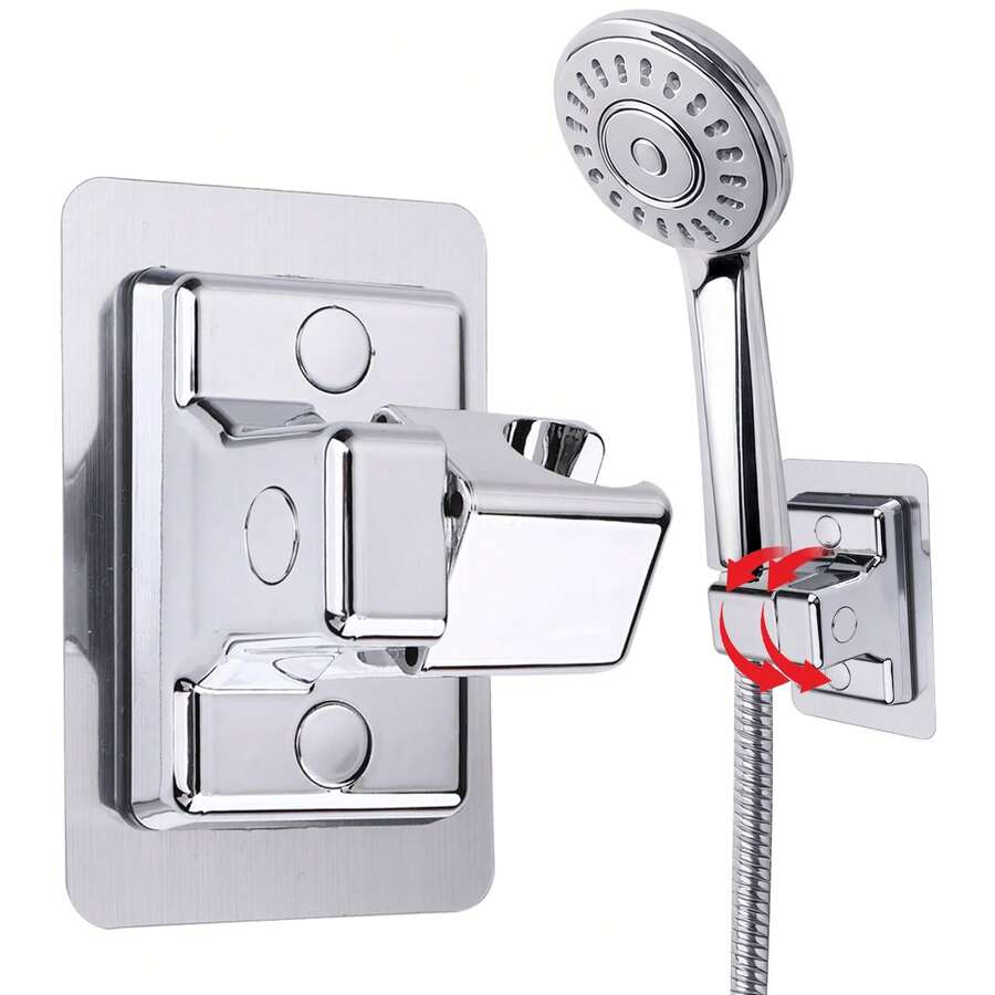 1pc Shower Head Holder, Adjustable Shower Head Holder Replacement, Universal Bracket For Bathroom No Drilling Super Power Sticky Base - Shower Rack - View 1