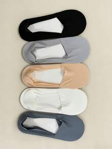 5/10 Pairs Girl Breathable Mesh Invisible Liner Socks With Silicone Non-Slip, Ultra-Thin Invisible White Casual Socks, Suitable As Gift For Family And Friends, Daily Wear - Multicolor - View 2