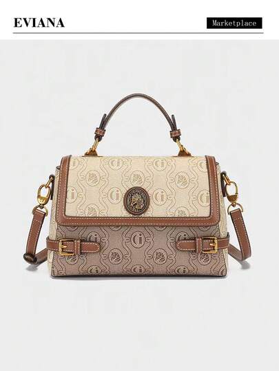 2026春夏新款时尚奢华女士包，复古印花大容量通勤手提包，高品质个性化腰带设计单肩斜挎包