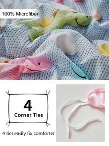 Bộ chăn ga gối họa tiết khủng long 2/3 món, bộ vỏ chăn và vỏ gối bằng polyester hình hoạt hình dễ thương, mềm mại và thoáng khí, có thể giặt máy, quà tặng cho bé trai, bé gái, trẻ em, thanh thiếu niên (1 vỏ chăn + 1/2 vỏ gối, không kèm ruột gối) - Nhiều màu - Xem 7