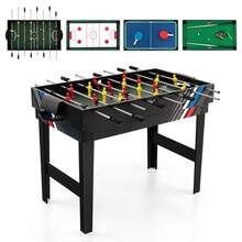 COSTWAY 49-Inch 4-In-1 Combo Game Table, Multi Game Table W/ Foosball, Air Hockey, Table Tennis & Billiards, All-In-One Arcade Set W/ Accessories For Home, Parties & Family Fun, Black - Multicolor - View 3