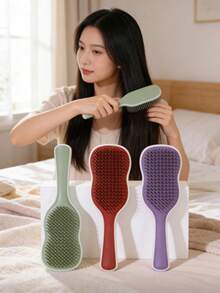 1把防缠绕梳，带防滑手柄和头皮按摩功能，适用于卷发、直发、干发或湿发，学生及旅行必备品 - 多色 - 查看 7