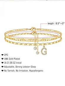 Vòng tay chữ cái mạ vàng 18K đính đá Cubic Zirconia | Món quà hoàn hảo cho bạn gái - Vòng tay chữ cái mang tên Tình yêu - Xem 8