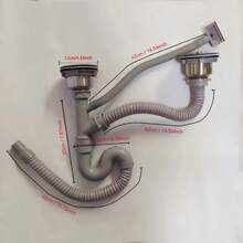 Universal Kitchen Sink Drain Pipe Set, Suitable For Single/Double Sinks, Flexible Composite Pipe, Anti-Clogging With Overflow Hole - A - View 14