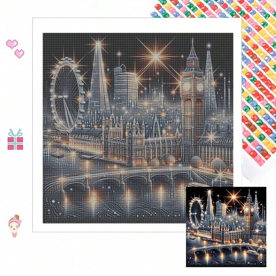 1pc DIY Diamond Painting London Night Scenery, Full Round Acrylic Diamond Mosaic, Suitable For Living Room, Bedroom, Office - Unique Creative Gift - View 1