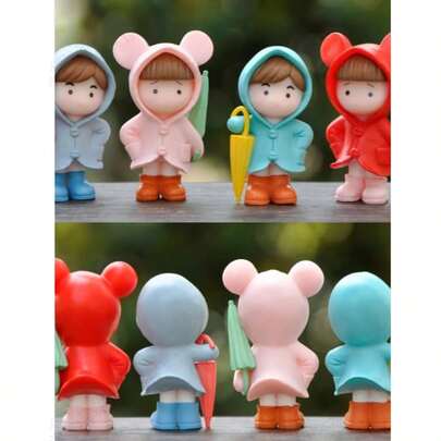 4pcs Mini Raincoat & Umbrella Decor, Miniature Landscape Gardening DIY Accessories, Car Desktop Home Decoration Ornaments