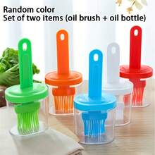 2pcs/Set (Oil Bottle And Brush) BBQ Basting Brush - Heat Resistant Cooking Kitchen Pancake Baking Edible Oil Brush With Bottle - A - View 11
