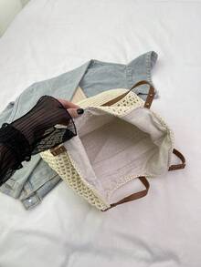 Beach Vacation Bag,Large-Capacity Women's Bag, 2025 New Style, Versatile One-Shoulder Woven Straw Commuter Tote Bag - White - View 7