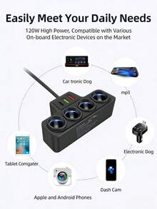 7-In-1 Car Charger, USB Multi-Function Car Fast Charger, Quick Charge Adapter, Suitable For 12V/24V Vehicles, Fast Charging For Multiple Devices - one-size - View 4