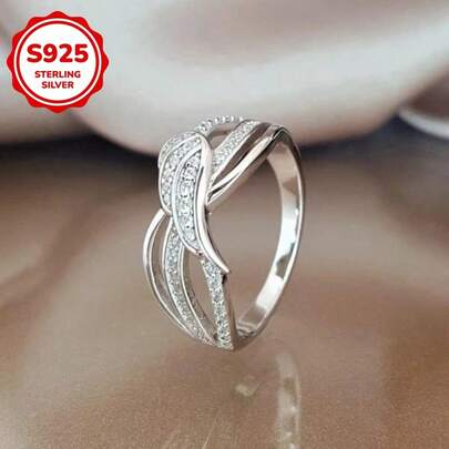 925 Silver Ring, Women's Ring, Men's Ring, Winding Group Diamond Ring, Suitable For American Valentine's Day And Christmas, Suitable For Daily, Marriage Proposal, Wedding, Banquet Wear