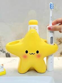 1 buah Tempat Sikat Gigi Berbentuk Bintang yang Lucu, Rak Penyimpanan Kamar Mandi, Tahan Air, Tahan Noda dan Mudah Dibersihkan, Organizer Kamar Mandi Berdiri Bebas yang Kokoh, Desain Hemat Ruang, Sempurna untuk Menyimpan Sikat Gigi dan Pasta Gigi, serta Mengatur Kosmetik, Desain Wajah yang Lucu - Tempat sikat gigi berbentuk bintang - View 7