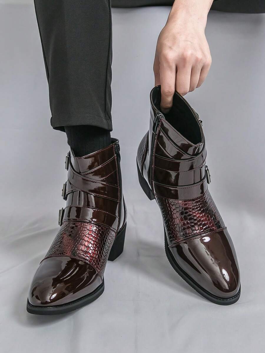 Botas Chelsea para hombres, estilo retro clásico de caña alta, cómodas y transpirables, adecuadas para caminar al aire libre, senderismo, uso diario, tallas grandes, nuevas para otoño/invierno - Rojo - Ver 1