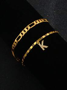 Vòng tay chữ cái mạ vàng 18K đính đá Cubic Zirconia | Món quà hoàn hảo cho bạn gái - Vòng tay chữ cái mang tên Tình yêu - Xem 16