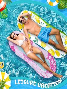 1/2pcs Inflatable Pool Float, Sunbathing Lounger, Beach Sunbathing Raft, Fine Mesh Design Ensures Full Water Immersion, 4pcs Durable PVC Material, River/Lake Floating Mat With Built-In Pillow, Inflatable Water Hammock, Sofa, Floating Chair Raft, Adult Men Summer Water Party Entertainment Leisure Holiday Private Pool Lounge - Multiple Styles - View 2