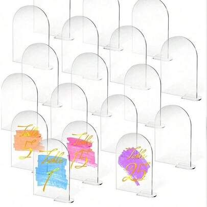 5pcs Acrylic Arch-Shaped Blank Transparent Acrylic Place Cards, DIY Party Decor, Wedding Table Markers
