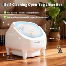 Caja de basura automática de gato, Aplicación inteligente de la caja de basura de autolimpieza, Open-Top Litiere Pour Chat Autonettoyant para gatos grandes, Caja de basura multi-gato inodora, 10.5L Litiere Automatique Pour Chat - Blanco - Ver 9