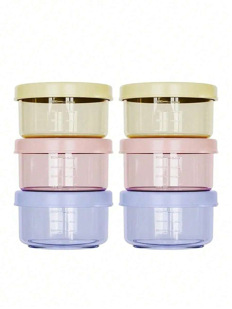 1pc 3/6pcs Leak-Proof PP Material Refill Box, Round Covered Food Storage Container, Microwave & Dishwasher , Stackable Colorful Covered Container, Ideal Birthday Gift, Lunch Box - Multicolor - View 1