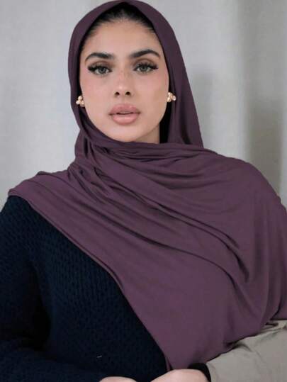 Lenço elegante e macio de cor sólida (1 unidade), lenço de cabeça feminino multifuncional e confortável feito de algodão modal, adequado para uso diário.