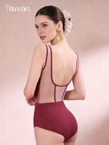 DonsGirl 1 bộ áo liền quần ba lê gợi cảm và thanh lịch dành cho nữ, thiết kế xương cá độc đáo, phù hợp cho trang phục biểu diễn múa mùa xuân. - Màu Đỏ Sâu - Xem 3