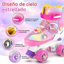 Patines De 4 Ruedas Ajustable Para Niños Niñas Con Luz Led S 50 Mm - M - Ver 5