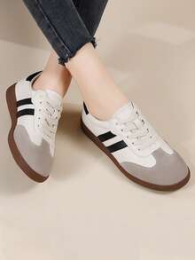 German Training Shoes, Women's Casual Sports Shoes, Soft Sole Campus Style Versatile Sneakers - Black - View 1